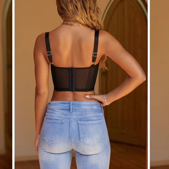 Oh Polly Mesh Underwired Corset Crop Top - Picture 2 of 4